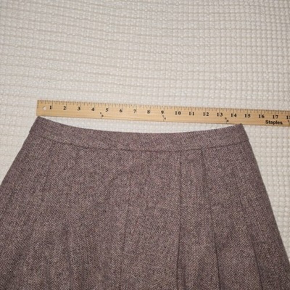 GAP 100% Wool Herringbone Tweed Pleated Mini Skirt Lined Purple Brown Women’s... - Picture 8 of 11